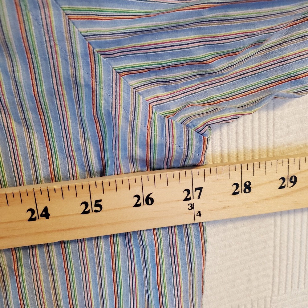 Peter Millar Shirt Button Up Mens 2XL Long Sleeve Colorful Striped Beachy - Picture 6 of 8